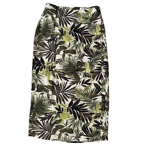 Vintage Chicos 100% Silk Wrap Skirt Tropical Leaves size 2 (large) - Picture 1 of 8